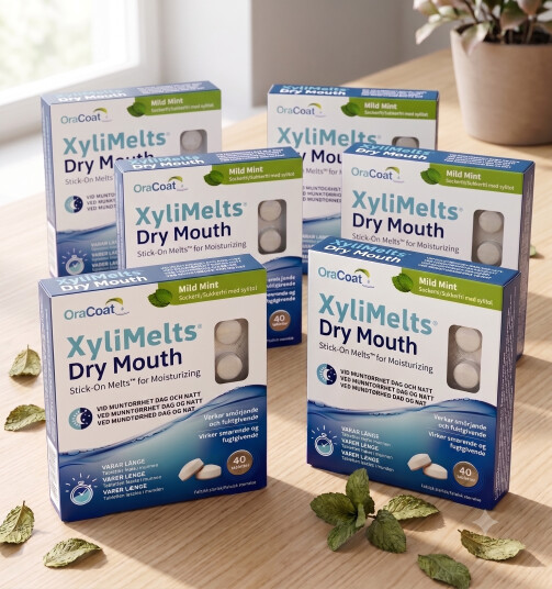 XyliMelts klebetabletter mild mint 40 stk 6 stykker XyliMelts klebetabletter mild mint 40 stk 6 stykker