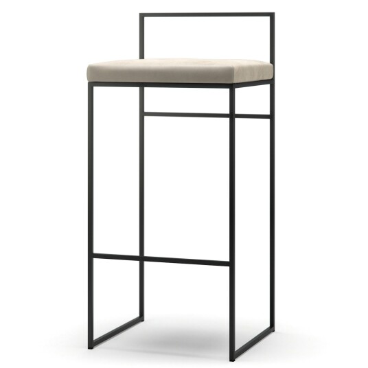 Department Barstol med Ryggstøtte 90 cm Svart / Beige Fløyel