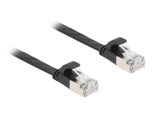 Delock Rj45 Flatt Båndkabelplugg Til Plugg Cat.6A 7,5 M Svart