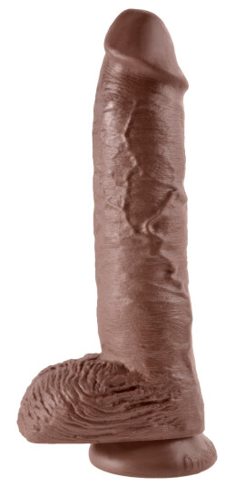 King Cock Realistisk Dildo med Baller 25,4 cm    - Brun
