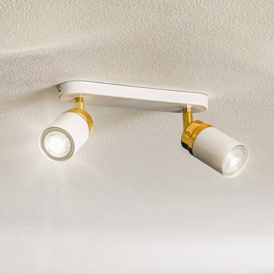 Luminex Takspot Rondo hvit/gull to lamper