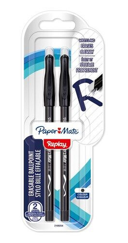 Paper Mate Replay Erasable Ballpoint Pen Medium Point 1.0mm Svart 2 Count Paper Mate Replay Erasable Ballpoint Pen Medium Point 1.0mm Svart 2 Count