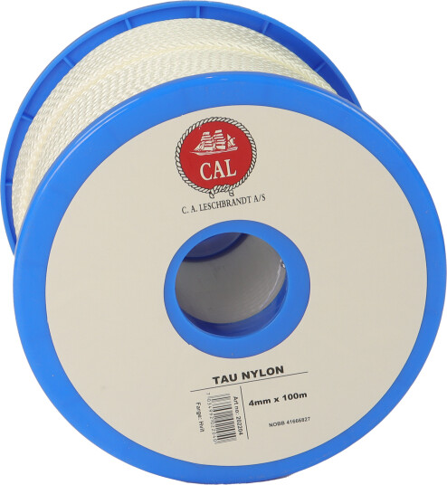 Tau Flettet Nylon - Hvit - 4 mm - 100m - Spole