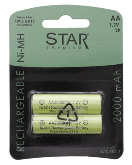 Oppladbart batteri for solcellelys AA 1,2V 2000mAh 2p