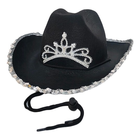 Hisab/Joker Company AB Svart Cowboyhatt med Hodebøyle - One-size