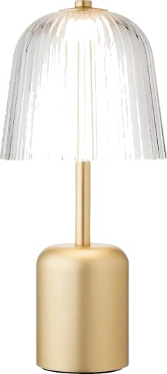 Asteea Bærbar Lampe Satin Messing/Riflet Klar