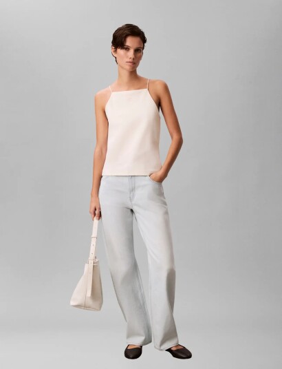 Calvin Klein Jeans Sl Ponte Monogram Cami CreaM Calvin Klein Jeans Sl Ponte Monogram Cami CreaM
