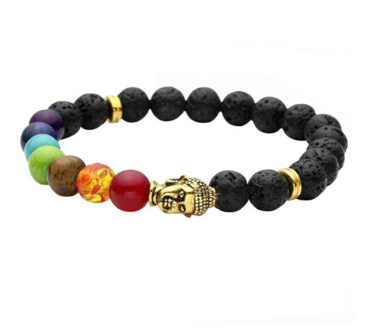 Chakraarmbånd med Buddhadetalj - Svart Chakraarmbånd med Buddhadetalj - Svart