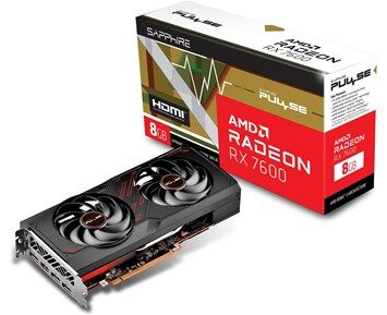 Sapphire Pulse Radeon RX 7600 8GB Grafikkort med HDMI og 3x DisplayPort