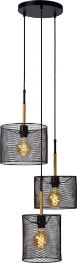 Baskett Klyngependel 3xE27/40W  Sort/Trefarget