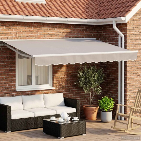 vidaXL Manuell markiseramme med LEDs Hvit 3,5 x 2 m Aluminium