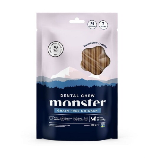 Monster Pet Food Monster Dog Dental Chew Grain Free Chicken Medium (7-Pack)