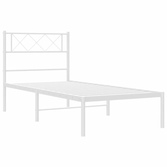 vidaXL Sengeramme i metall med hodegavl hvit 100x190 cm 8721012190993