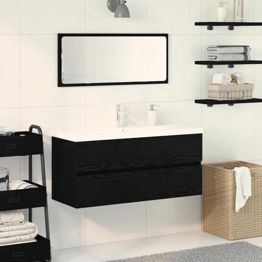  Vaskeskap Veggmontert Svart eik 90 x 39 x 62 cm Konstruert tre