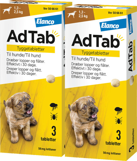 Adtab 56 Mg Tyggetabletter Til Hund 2 X 3 Stk.