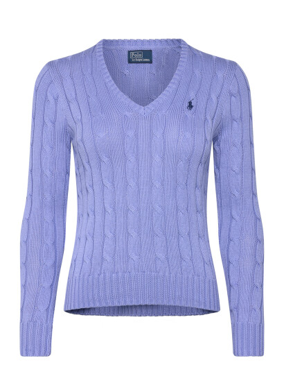 Polo Ralph Lauren Cable Knit Cotton V Neck Sweater Blue XL