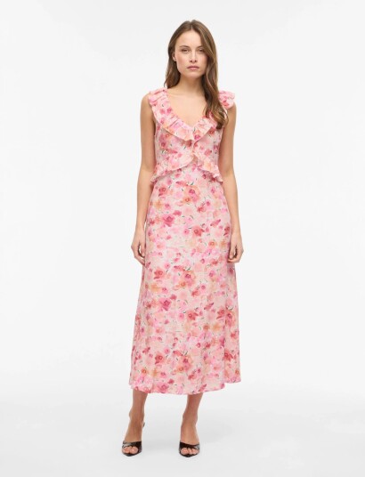 Vila Viastra S/L Flounce Midi Dress/Dc Multi/patterned 36 Vila Viastra S/L Flounce Midi Dress/Dc Multi/patterned 36