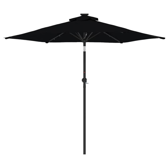 Hageparasoll med LED og stålstang svart 225x225x212 cm 4005072