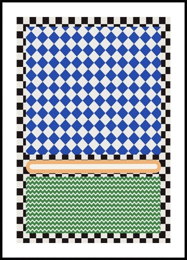 Geometric Pattern With Blue And White Diamonds Poster Plakat / 21x30cm