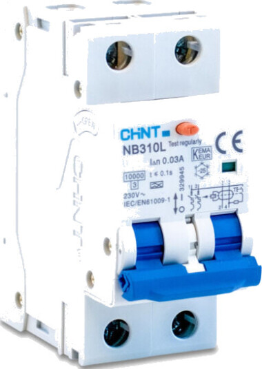 Chint Jordfeilautomat 2Modul 2P 15A CK-kar 30mA 10 kA - 1604045
