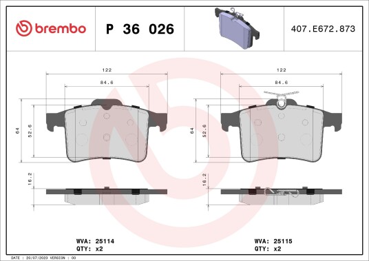Bremseklosser BREMBO P 36 026 Bremseklosser BREMBO P 36 026