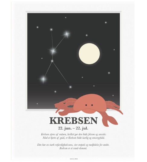 Kids by Friis A3 Plakat M. Stjernetegn Krebsen