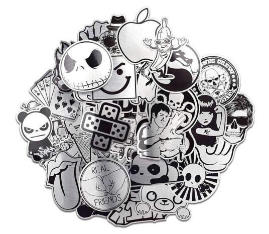 Klistremerker, 50 stk - Metallisk