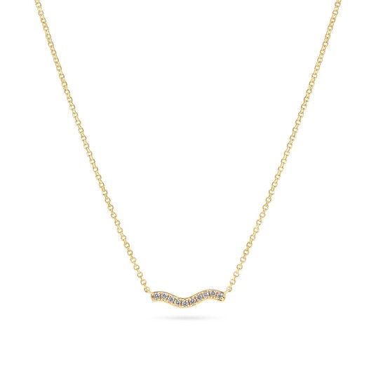 Sif Jakobs Ellera Waves Halskjede 18 kt. Gullforgylt sølv SJ N3859 CZ YG Dame 925 Sterling Silver