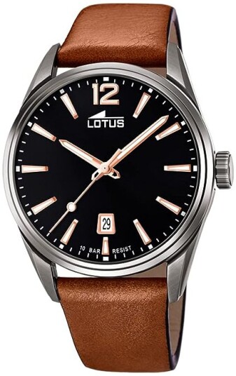 Lotus Herreklokke 18685/2 Chrono Sort/Lær Ø42 mm