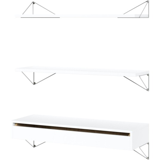Maze Pythagoras Hyllesett med Skuff L Hvit / Chrome
