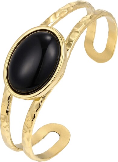 Bud To Rose Retro Bangle Black/Gold   Gold   ONE SIZE