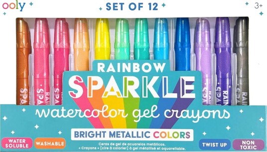 Ooly Gel Crayons 12 pcs Rainbow Sparkle Watercolour Metallic Gold One Size