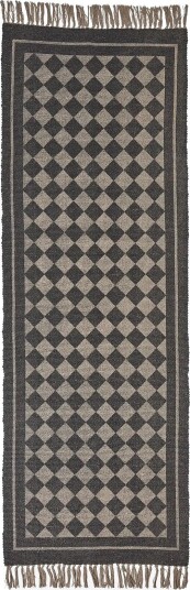 Noble House Rug Check Brown 70X200 - BLACK - 70X200 cm