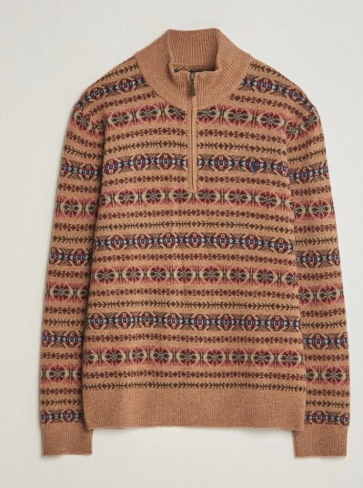 Polo Ralph Lauren Fair Isle Wool Mockneck Sweater   Beige   S