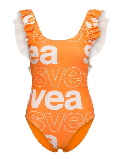 Svea W. Ruffle Swimsuit - Orange - XS