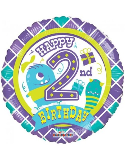 Happy 2 Birthday Boy Folieballong 46 cm