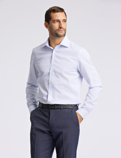 Lindbergh Black Technical Striped Shirt L/S - Blue - S