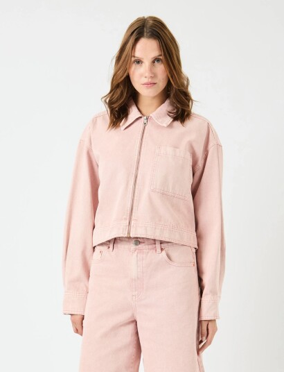 YAS Yassun Ls Crop Denim Jacket S.   Fest   Pink   36
