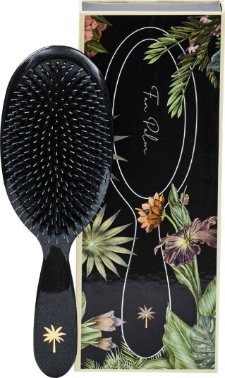 Fan Palm Stardust Black w/Glitter Large Hair Brush