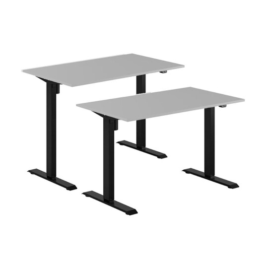 Design Studio Høydejusterbart Elektrisk Skrivebord, Svart Stativ, Grå Bordplate, 8 Størrelser