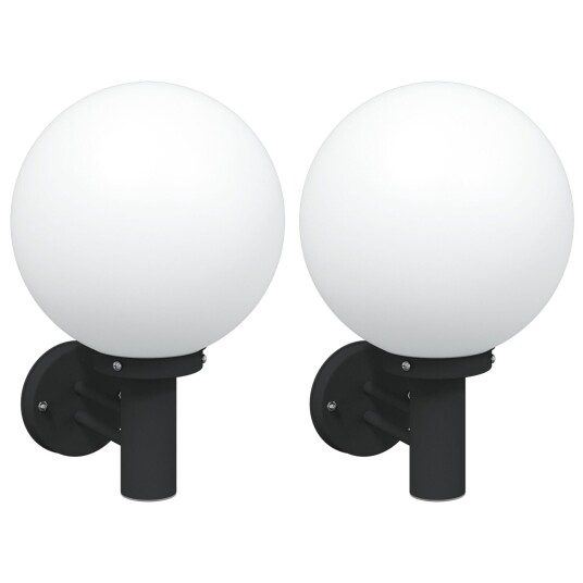  Utendørs Vegglamper 2 Pcs Svart 28 X 25 38cm Rustfritt Stål
