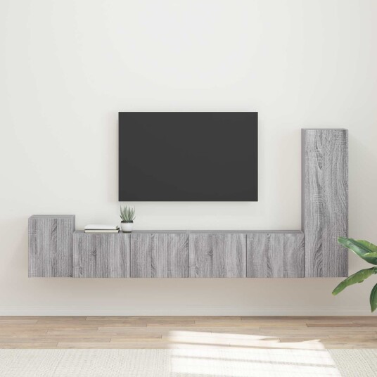 TV benksett Veggmontert 3 pcs Grå Sonoma Konstruert tre TV benksett Veggmontert 3 pcs Grå Sonoma Konstruert tre
