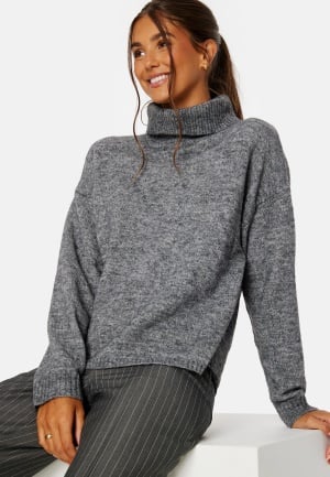 Object Collectors Item Minna L/S Rollneck Knit Pullover Dark Grey Melange S