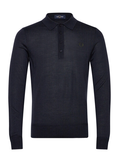Fred Perry Fine Knit Long Shirt Shirt - Navy - S