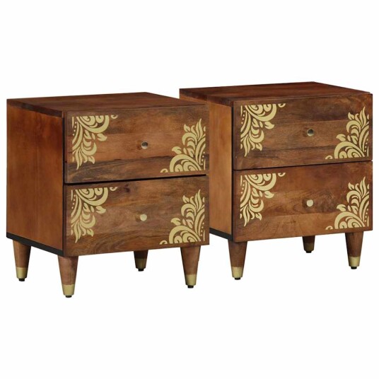 Nattbord 2 stk 40x33,5x46 cm Massivt Mangotre