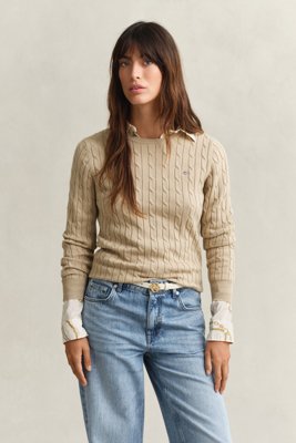 GANT Stretch Cotton Cable C Neck Beige XXL