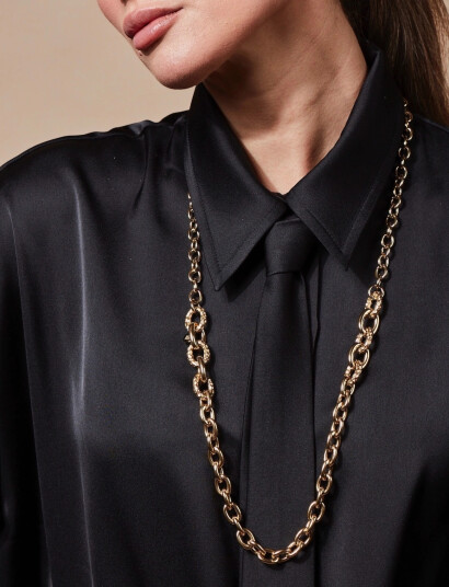 Bud to rose Ridge Mix Chunky Long Neckace Gold Gold ONE SIZE