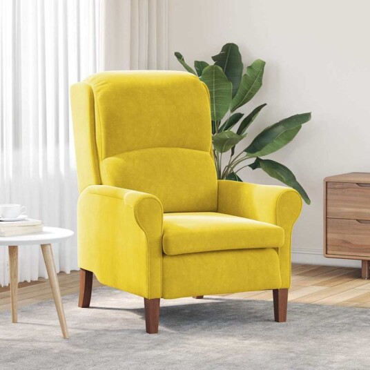 lenestol Gul 76 x 94 x 102 cm Fløyel lenestol Gul 76 x 94 x 102 cm Fløyel
