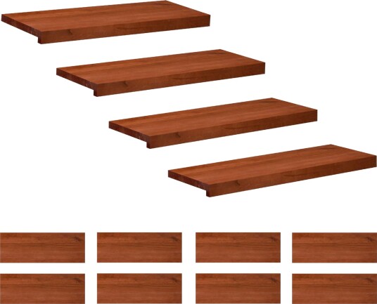 vidaXL Trappetrinn 12 stk. 70 x 25 x 2 cm Brun Massiv bøketre