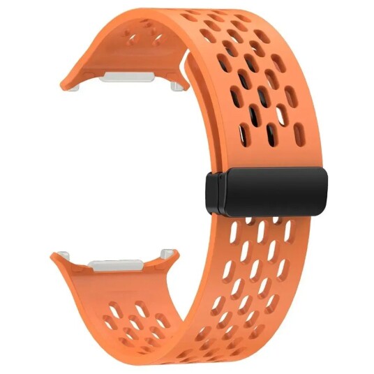 INCOVER Samsung Galaxy Watch Ultra (47 mm) Silikonbånd med Hull og Magnetisk Spenne - Oransje INCOVER Samsung Galaxy Watch Ultra (47 mm) Silikonbånd med Hull og Magnetisk Spenne - Oransje